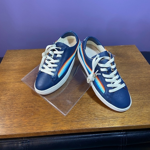 Soludos Womens Original Ibiza Sneaker RainbowWave Blue Colorful Fun School - Picture 6 of 11